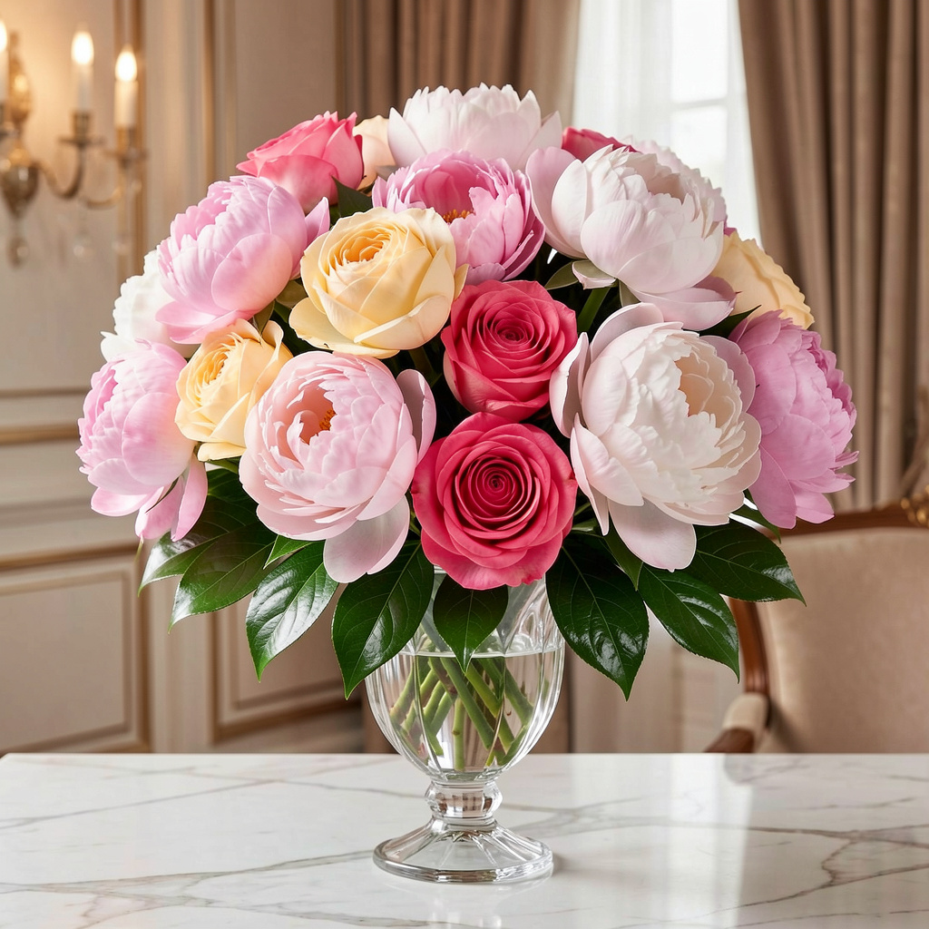 Luxury rose and peony bouquet arrangement